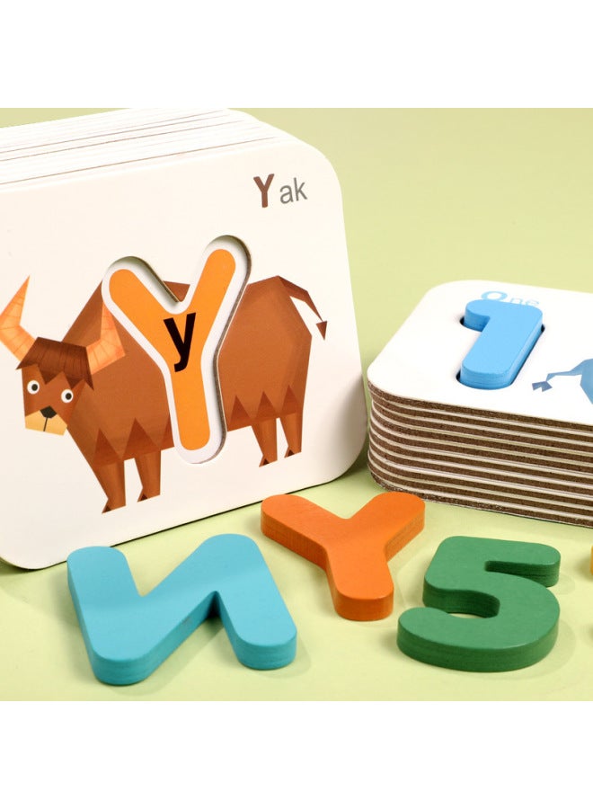 Letters And Numbers Three-dimensional Puzzle Children's Early Education Learning Word Card Matching Cognitive Wooden Toys-Color:Alphanumeric Combination - Image 3